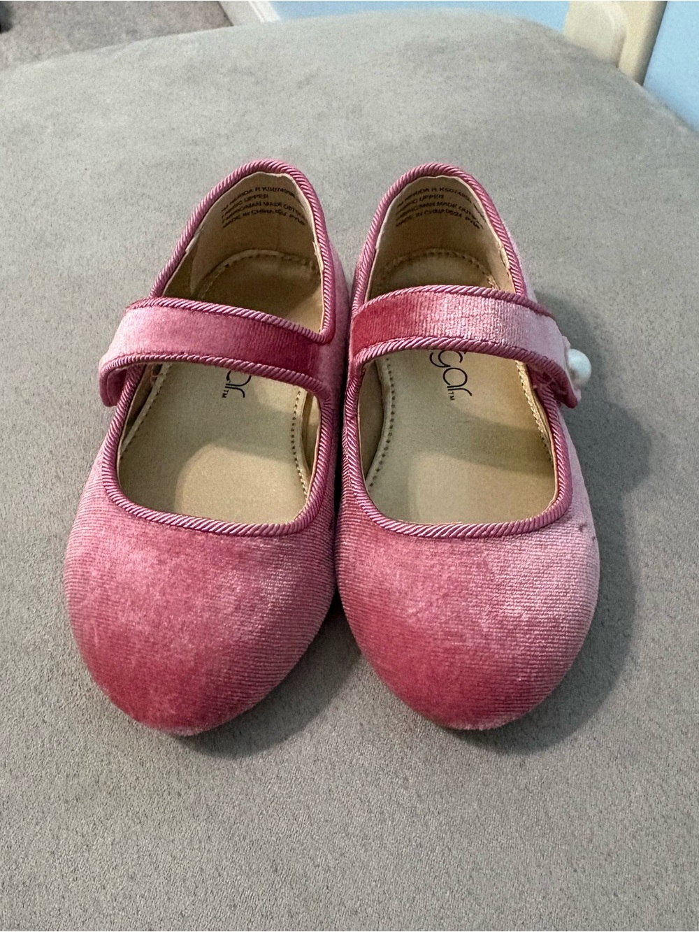 Sugar Toddler Pink Velvet Mary Jane Flats